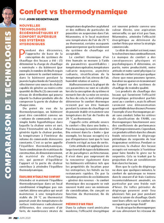 Confort vs thermodynamique