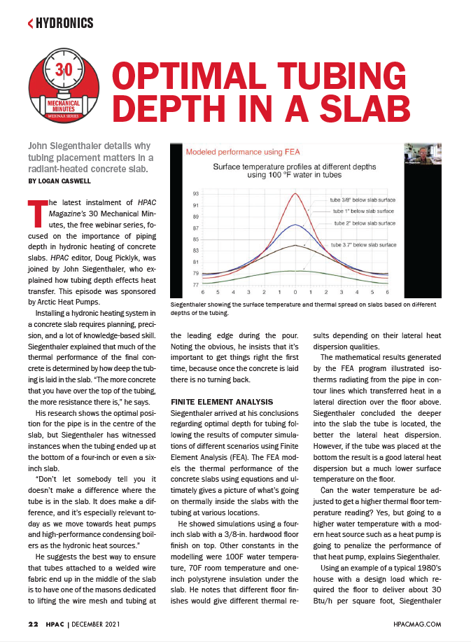 Optimal tubing depth in a slab